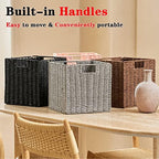 Vagusicc Wicker Basket, Set of 2 Hand-Woven Wicker Storage Basket, Foldable 11 inch Cube Storage Bins, Storage Baskets for Organizing Shelves, Closet Organizers and Storage Bins, Gray (11″×11″×11″) - Image 6