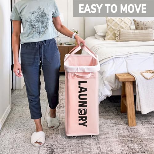 Goodpick 2-Pack Laundry Hamper with Wheels, Dorm Essentials for Girls,75L - Image 5