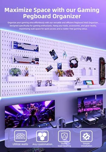 Pegboard Wall Organizer Kit, Modular Storage System, Black - Image 3