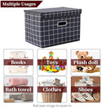 STOREONE Fabric Storage Cube Bins Foldable Organizer Container Collapsible Basket with Lids and Metal Handles, for Home, Bedroom, Closet 6 Pcs (Black grid) - Image 3