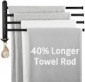 KES Extra Long 19.5" Swivel Towel Rack, Black Swing Arm Towel Bar 4-Arm, Swing Out Towel Rack for Bathroom Wall, Hand Towel Racks Wall Mounted 18/8 Stainless Steel Matte Black, A2103S4L50-BK by KES