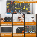 Peg Board, 84pcs Metal Pegboard Kit, Includes 4 Pack 24''X12'' Large Black Peg Board with Accessories and Hook Locks, Heavy Duty Peg Boards for Walls Home, Garage Tool Storage, Workbench - Image 4