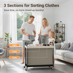 ELYKEN Laundry Hamper 3 Section, 120L Rolling Laundry Sorter with Wheels - Image 6