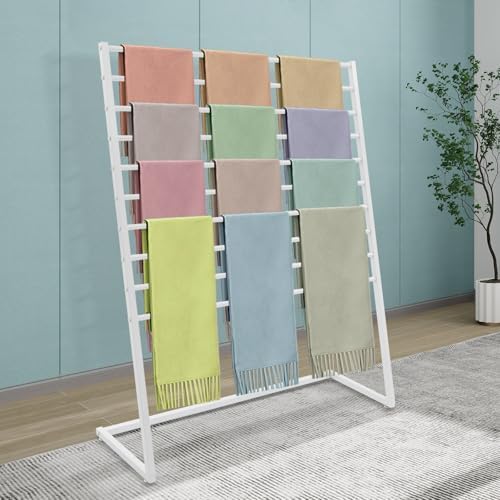 Xuthusman Multi-Size Scarf Display Stand, Metal Scarf Holder Organizer, Freestanding Scarf Rack for Commercial Clothing Retail Store Towel Rack Ties Belt Pants Hanging Rack (White, 120CM) by Xuthusman