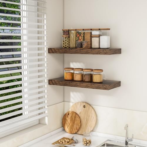 RICHFOCUS 24Inch Floating Shelves for Wall 2Pack|Rustic Brown|8" D - Image 4