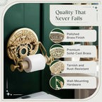 Bright Brass Wall Mount Toilet Paper Holder 7.25" Wide Vintage Crown Style Solid Brass Easy Install Toilet Tissue Paper Holders with Wooden Roll for Bathroom | Renovators Supply Manufacturing - Image 2