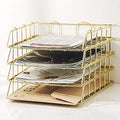 Gold 4-Tier Stackable Paper Tray Desk Organizer by Jolitac