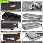 XXL Under Bed Storage with Wheels, 2 Pack 70L Extra Large Rolling Organizer, Heavy-Duty Foldable Storage Container with Lids, Fits 10" Clearance, Black - Image 5