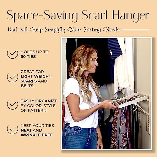 TieMaster Wall Mounted Tie Rack and Scarf Organizer with 5 Belt Hooks - Image 4