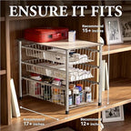 Simple Houseware Stackable 3 Tier Sliding Basket Organizer Drawer, Chrome - Image 3