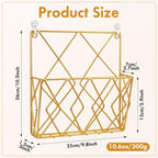 6 Pack Hanging Wall File Organizer, Wall Mount Magazine Rack Metal, Gold - Image 2