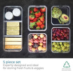 iDesign Crisp 5-Piece Recycled Plastic Refrigerator Organizer Bin Set with Lids, Clear/Gray - Image 4