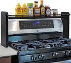 MyGift 33-Inch Stove Top Spice Shelf, Coal Black Wood & Metal Storage Rack by MyGiftHome