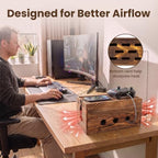 2 Pack Large Cable Management Box Wooden Cord Organizer Box for Power Strip, Surge Protector, Extension Cords, Chargers & Wires, Cable Hider Box for Desk - Image 3