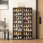 Vipbox Black Shoe Rack Organizer Cabinet for Closet Entryway,Clear Shoe Storage Boxes Stackable Sneaker Storage with Door Easy Assembly Shoe Cabinet with Lids Large 8 Tiers 32 Pairs - Image 6