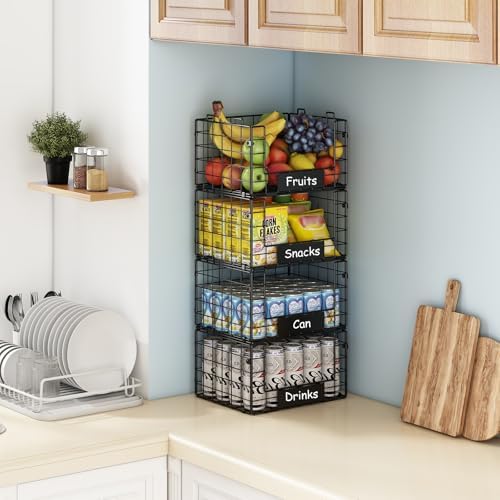JKsmart 4 Pack XL Stackable Wire Baskets, Pantry Organizers and Storage - Image 5