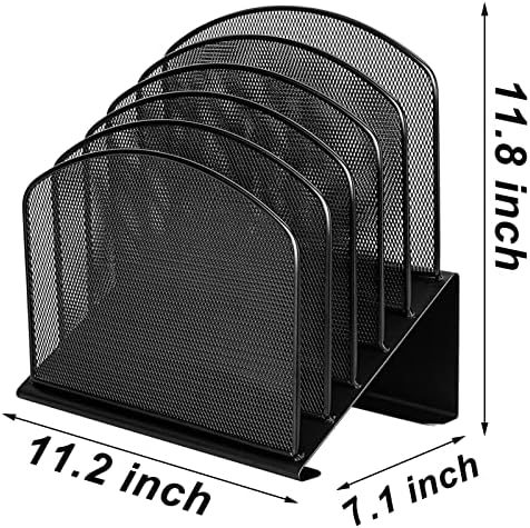 Desktop File Organizers 2 Pack Inclined Document Holders 5 Section Office Supplies Mesh Vertical File Sorters Metal File Storages (2) - Image 2