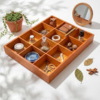 Yookeer 2 Pcs 12-Slot Wood Sorting Tray Grid Display Cabinet - Image 5