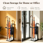 Umbrella Stand for Entryway, Sturdy Metal Umbrella Holder Indoor with Removable Drip Tray, Small Umbrella Rack for Long and Compact Umbrellas, Black Umbrella Storage Stand for Home Office - Image 4