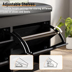 40" Shoe Storage Bench with Flip Drawers Padded Seat Cushion, Shoe Cabinet with Lift Top Storage Box, Shoe Bench Shoe Organizer for Entryway, Hallway, Living Room, Black - Image 5