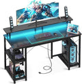 ODK 48 Inch Gaming Desk with LED Lights & Storage Shelves, Carbon Fiber by ODK