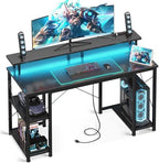 ODK 48 Inch Gaming Desk with LED Lights & Storage Shelves, Carbon Fiber by ODK
