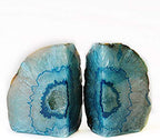 JIC Gem Teal Agate Geode Heavy Duty Bookends 1 Pair 6-8 Lbs Shelf Decor - Image 3