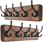 SKOLOO Rustic Coat Rack Wall Mount, 5 Hooks, 17 Inch, Solid Wood, Brown by SKOLOO