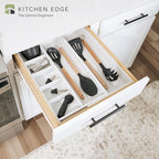 KitchenEdge Utensil & Junk Drawer Organizer, 10.5-19 in, White Bamboo - Image 2