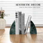 Koville Marble Bookends for Shelves, 8Lbs Large Stone Bookends for Heavy Books, Non-Slip Heavy Duty Book Stopper, Modern Decorative Book Ends for Bookshelf Table Home Decor(Green) - Image 7