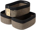 MiniArk Small Storage Baskets for Organizing | Closet Organizer Bins | Shelf Toy Basket | Woven Rope Baskets | Cube Decorative Box | Shallow Basket | 13x8.5x5.1” | 3 Packs Black Brown by MiniArkStorageBasketsHome