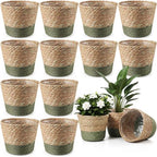 AceOrbit 12 Pcs Wicker Plant Basket Bulk with Liners Woven Planter Baskets Bulk for Indoor Outdoor Seagrass Plants Woven Wicker Baskets for Flower Pots Cover and Room Decor (Small,Farmhouse) by Unknown