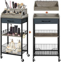 Large Makeup Cart Organizer with Hair Tool Holder, Black and Gray by SimpleandNeatLife