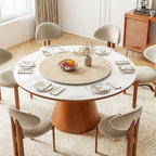 ZL ZELing 35.4" Lazy Susan Turntable – 360° Sinteredstone Silent Anti-Slip Turntable, Table Top Centerpiece for Kitchen, Pantry, Spice Rack, Refrigerator & Dining Table, Beige - Image 7