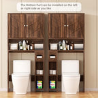 Shintenchi Over the Toilet Storage Cabinet, Bathroom Storage Cabient with Barn Doors, Bathroom Storage Shelf Organizer with Toilet Paper Holder, Adjustable Shelf and Anti-Tip Device, Walnut - Image 5