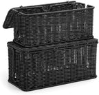 ZhiYo Rattan Cable Management Box, Black Desk Cord Organizer, 2 Pack (M&L) by ZhiYo