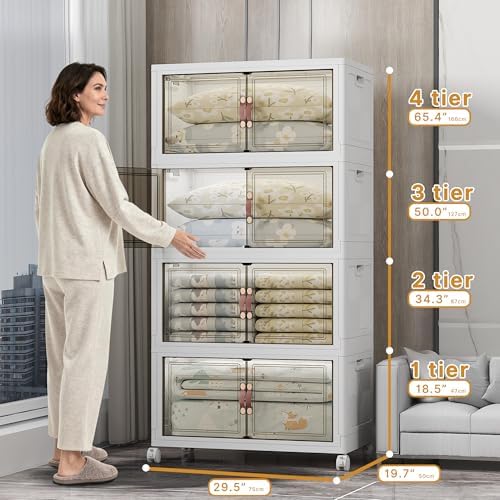 UAMFURI 700QT Stackable Storage Bins with Lids, Storage Cabinet with Wheels - Image 2