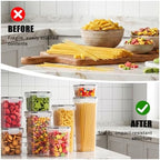 24 PCS Airtight Food Storage Containers with Lids, Plastic Kitchen and Organization Canisters for Cereal, Dry Food, Flour and Sugar, BPA-Free, PVC-Free, Includes 24 Black Labels & Marker - Image 3