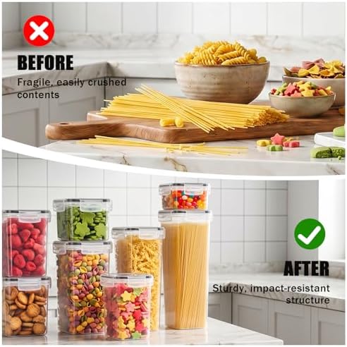 42 PCS Airtight Food Storage Containers with Lids, Plastic Kitchen and Organization Canisters for Cereal, Dry Food, Flour and Sugar, BPA-Free, PVC-Free, Includes Labels & Marker - Image 3