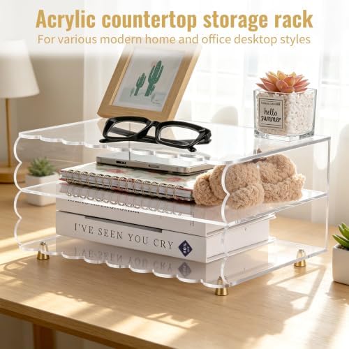 Acrylic Desk Organizer, Clear Acrylic Paper Organizer Letter Tray - Image 5