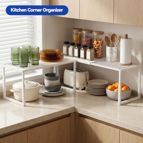 2 Packs Expandable Cabinet Shelf Organizer, Stackable Countertop Shelves - Image 4