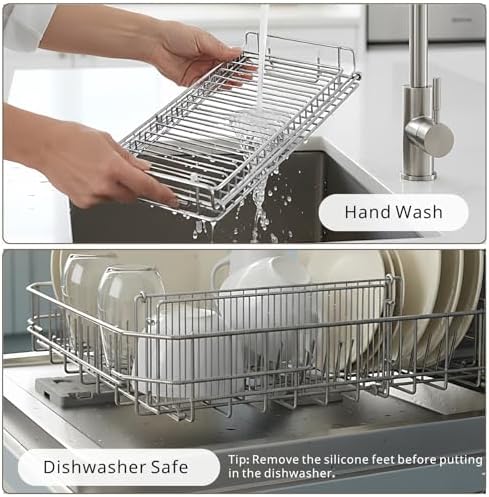 Collapsible Dish Drying Rack Stainless Steel for Kitchen Counter - Image 4