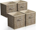 Sorbus 11 x 11 Storage Cubes, Foldable Fabric Bins (4 Pack, Woven Beige) by Sorbus