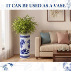 Sawysine Blue and White Ceramic Umbrella Stand, Floral Design Floor Vase for Entryway Indoor Decorative, 19.7" Heavy Porcelain Holder for Umbrellas Canes Home Decor(19.7 Inch,Landscape) - Image 4