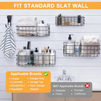 12 Pack Slatwall Organizer Kit with 4 PCs Slatwall Baskets (10.5 to 13.5 Inches) and 8 PCs Slat Wall Hooks Black Steel Slatwall Accessory for Garage, Retail Display and Home Storage (Black) - Image 3
