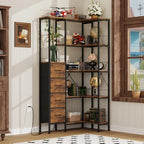AFLUI 5-Tier Corner Bookshelf with LED Light Strips, 4 Fabric Drawers - Image 6