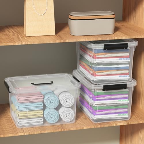 10 Liters Clear Boxes with Handles, Plastic Storage Tote Set of 6 - Image 6