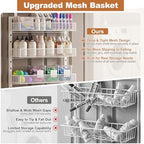 Over the Door Pantry Organizer, 8-Tier Heavy-Duty Door Spice Rack with Mesh Baskets, Height Adjustable & Anti-Swing Design, Pantry Door Organizers and Storage for Kitchen, Bathroom - Image 6