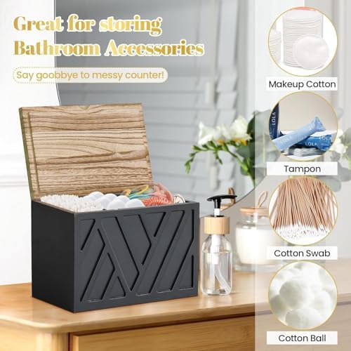 Jorkol 2 PCS White Tampon Holder for Bathroom Decor, Feminine Product Organizer with Lid, Shark Week Tampon Storage, Wood Pad and Tampon Organizer for Toilet Organizer, Bathroom Accessories Box - Image 4