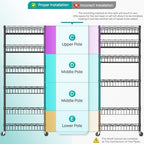 SINGAYE 6 Tier Shelf Wire Shelving Adjustable Storage Shelves Basket Rack - Image 6